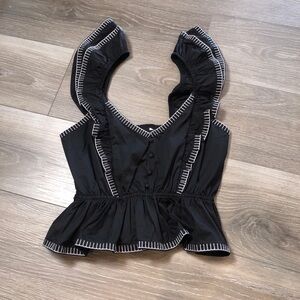 Strut And Bolt Black And White Smocked Babydoll Short Sleeve Womens Size Medium